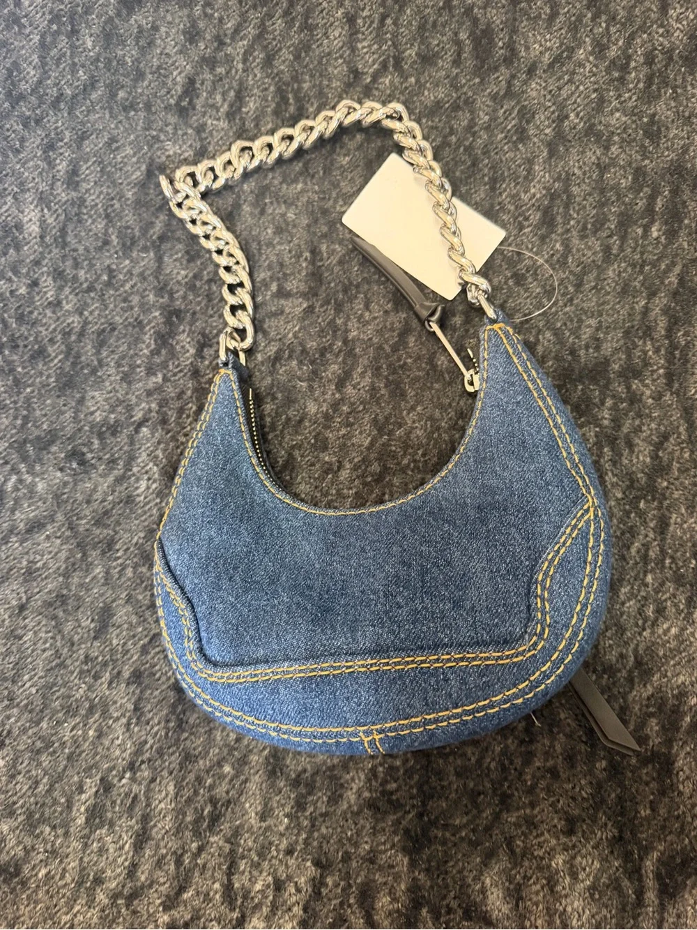 NWT Marc Jacobs Denim Crescent Shoulder Bag with Chain Strap